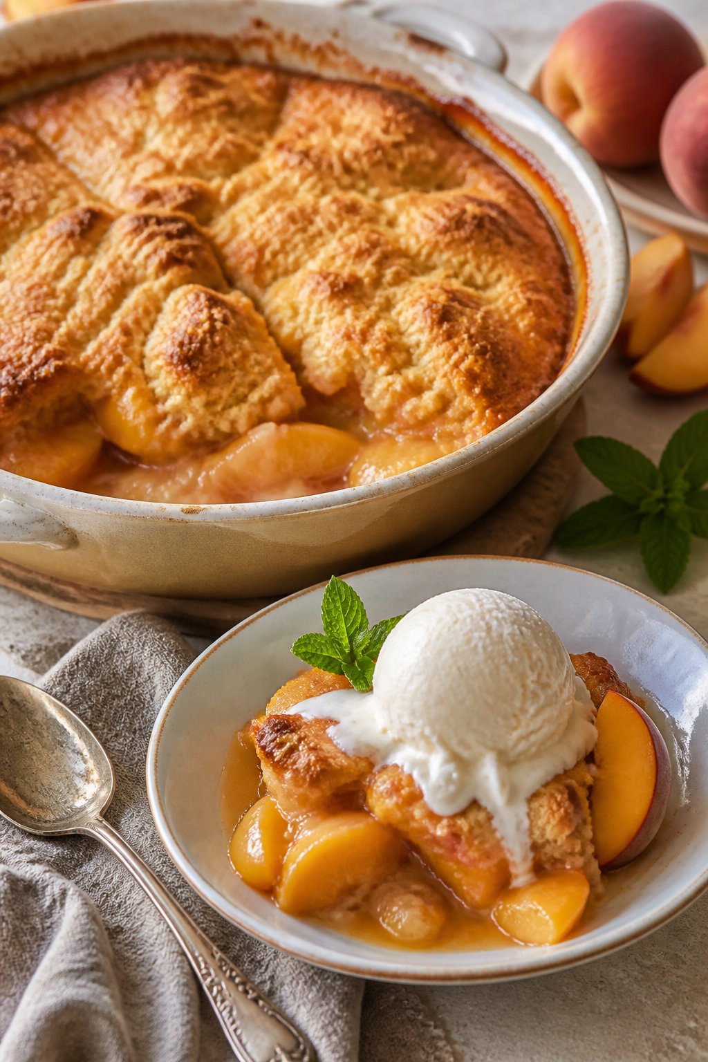 Barefoot Contessa Peach Cobbler Recipe close-up, ready to serve