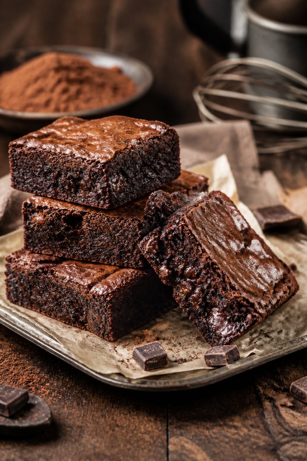 Best Fudgy Brownies Recipe close-up, ready to serve