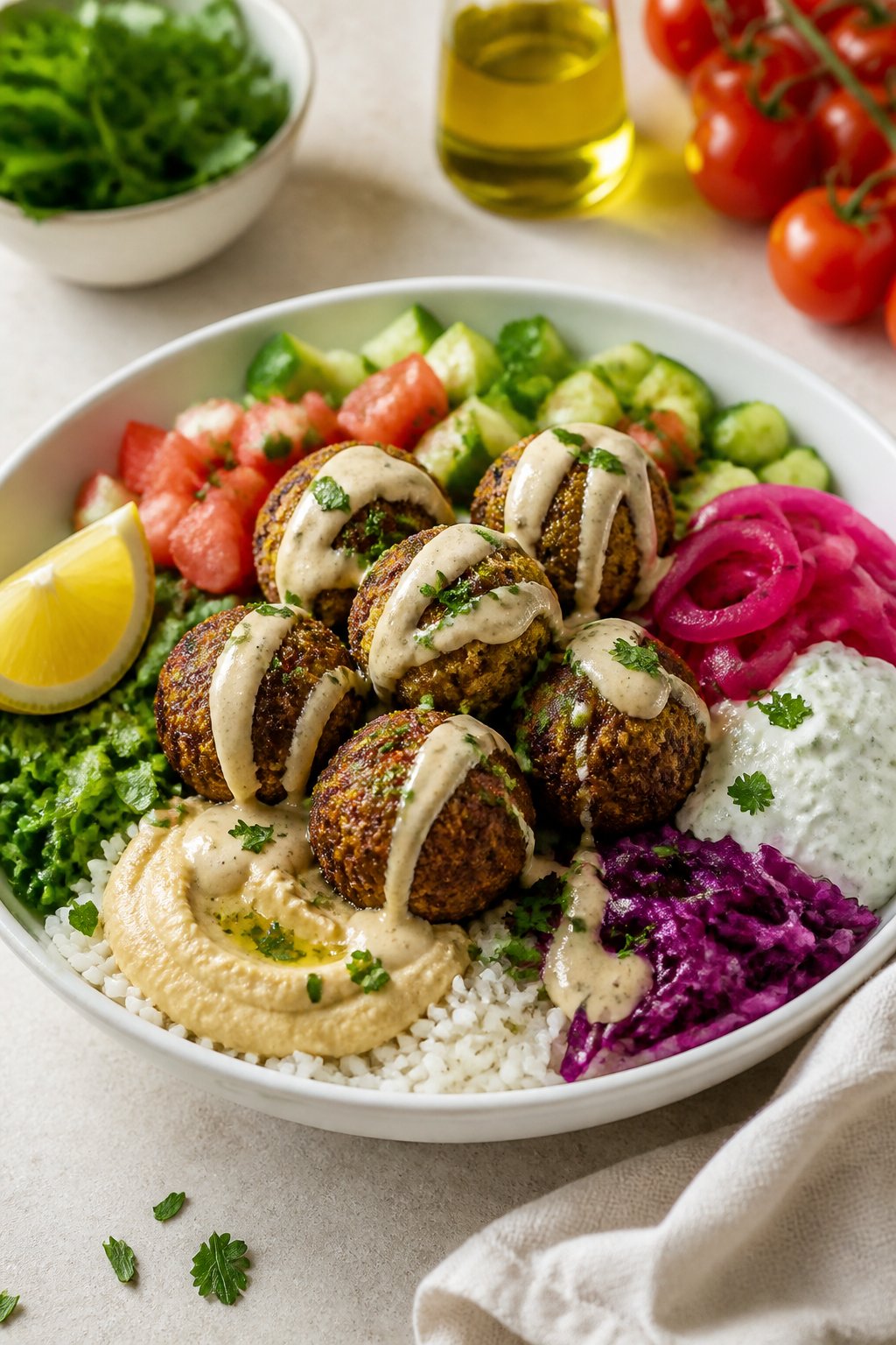 Cava Falafel Recipe close-up, ready to serve