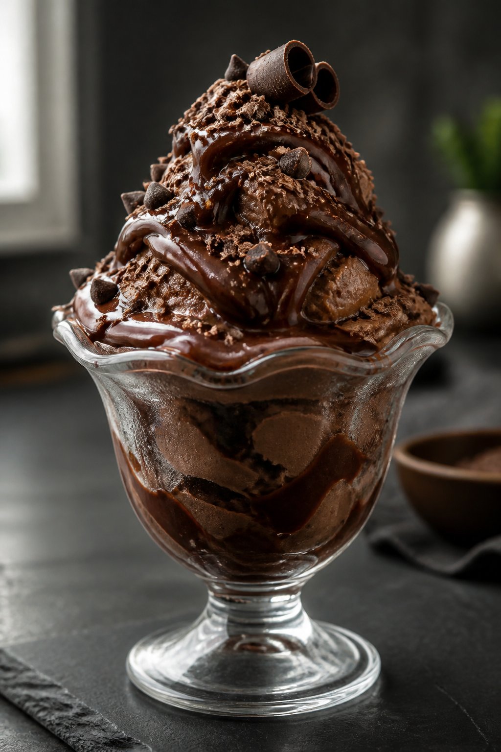 Dark Chocolate Fudge Blizzard Recipe close-up, ready to serve