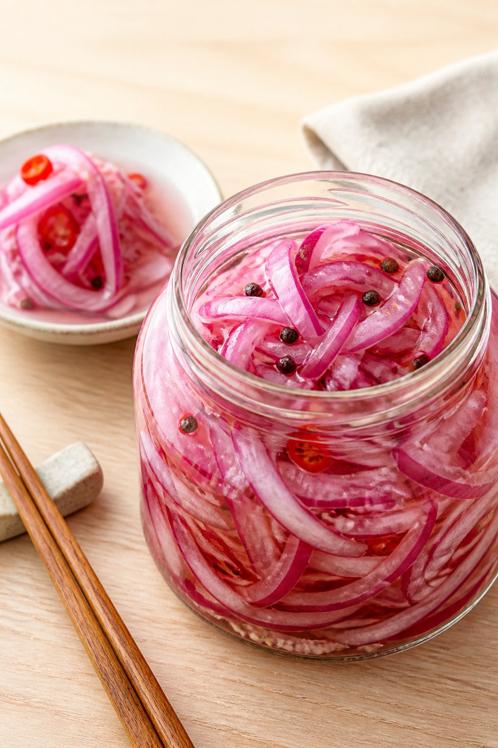 Japanese Pickled Onions Recipe close-up, ready to serve