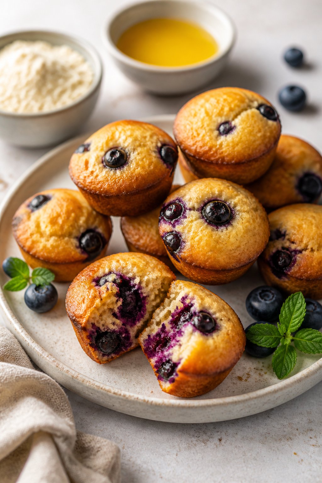 Keto Blueberry Mini Muffin Bites Recipe close-up, ready to serve