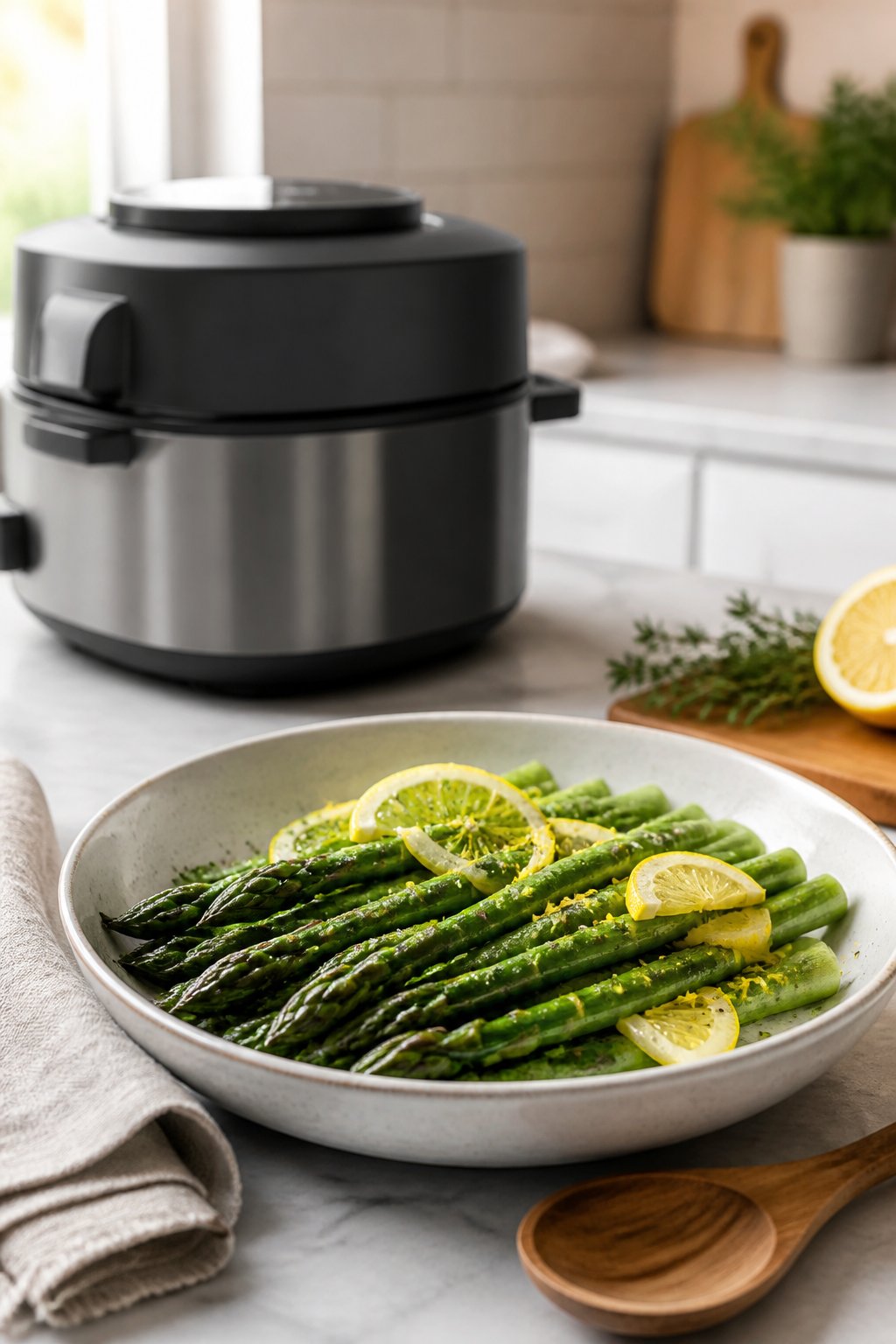 Ninja Speedi Asparagus Recipe close-up, ready to serve