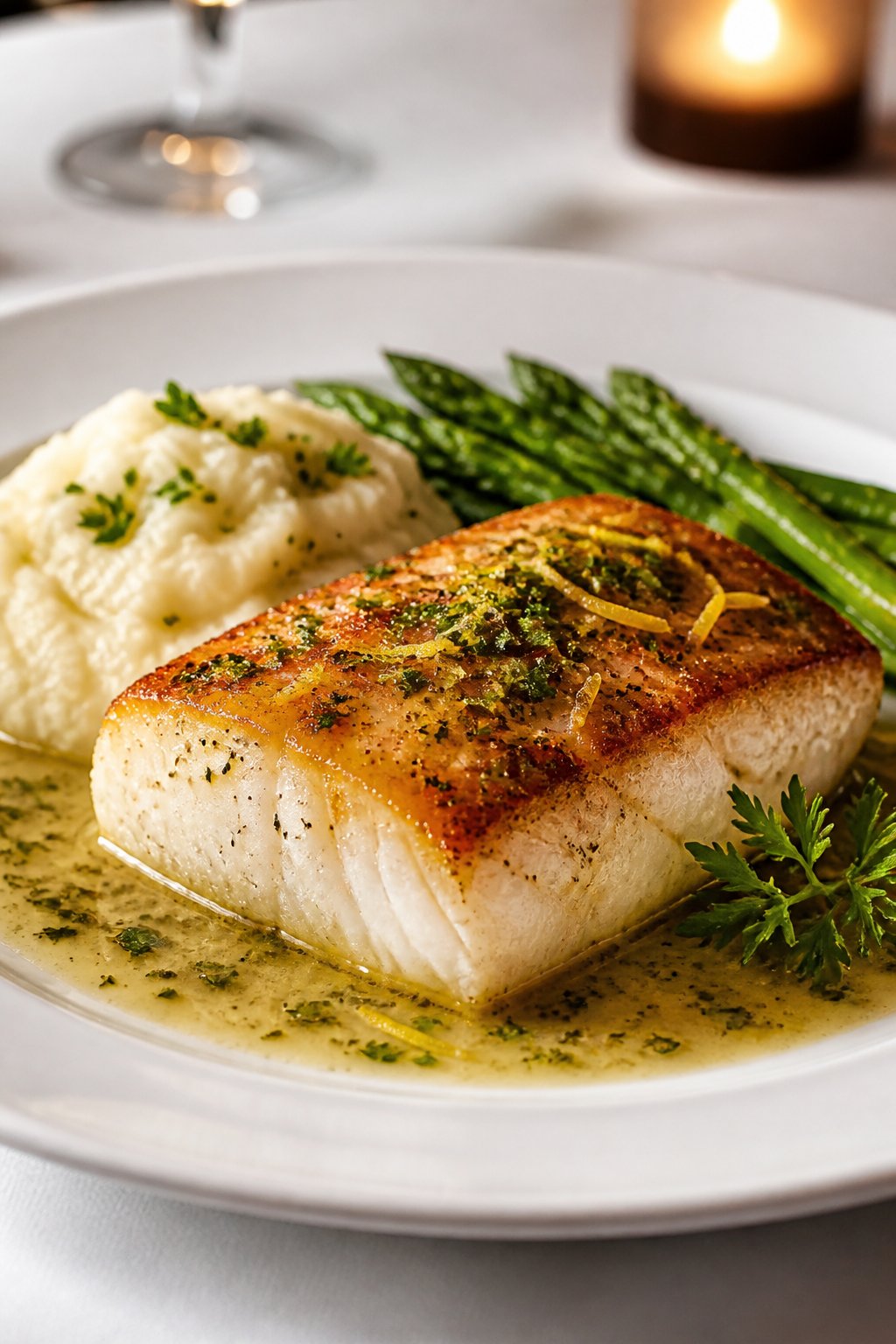 Ruths Chris Chilean Sea Bass Recipe close-up, ready to serve