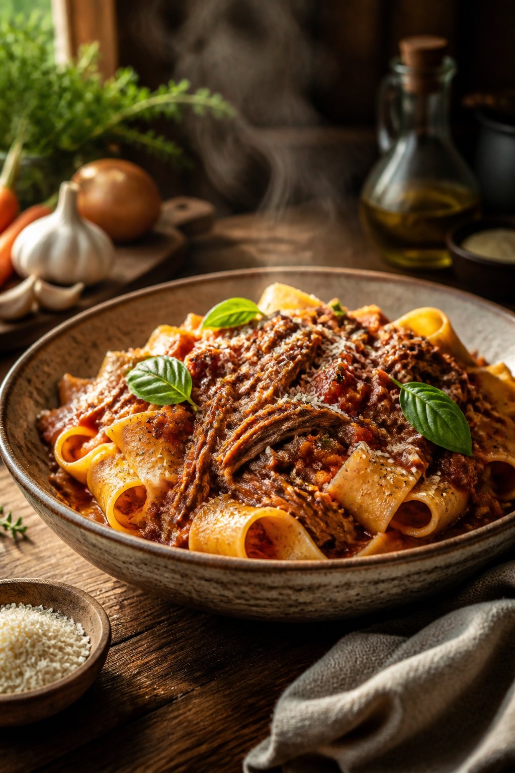 Slow Cooker Beef Ragu With Pappardelle Recipe close-up, ready to serve
