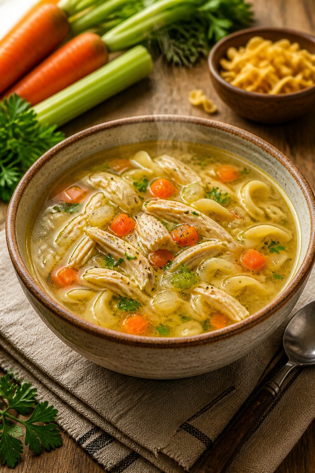 Wawa Chicken Noodle Soup Recipe close-up, ready to serve