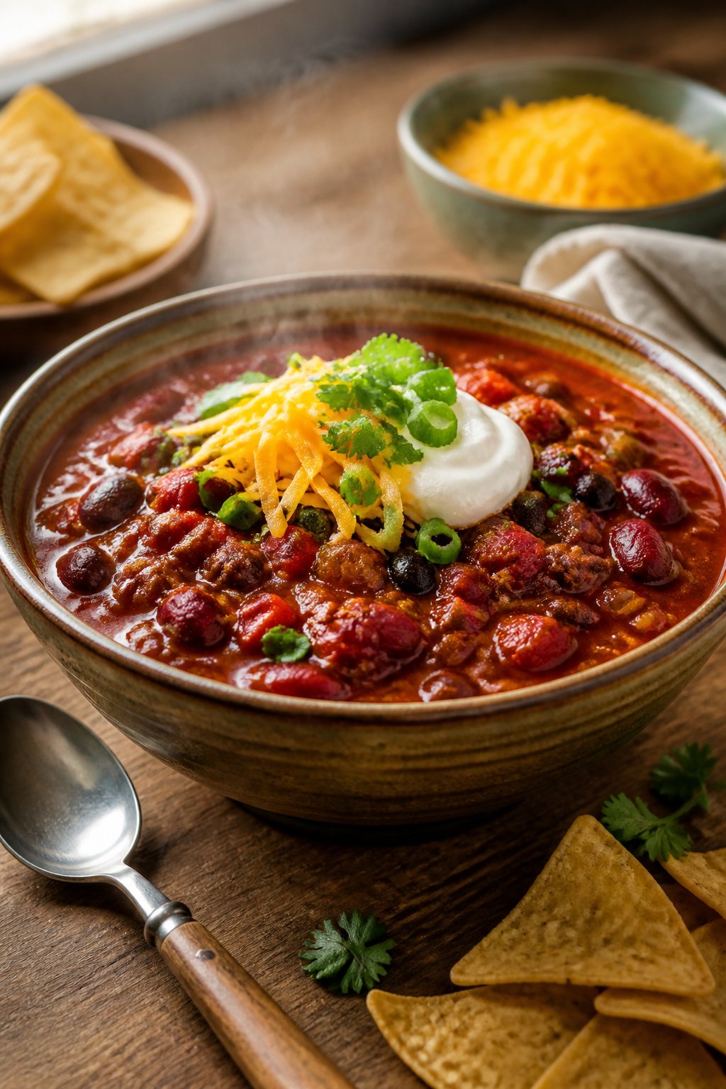 Wegmans Beef Chili Recipe close-up, ready to serve